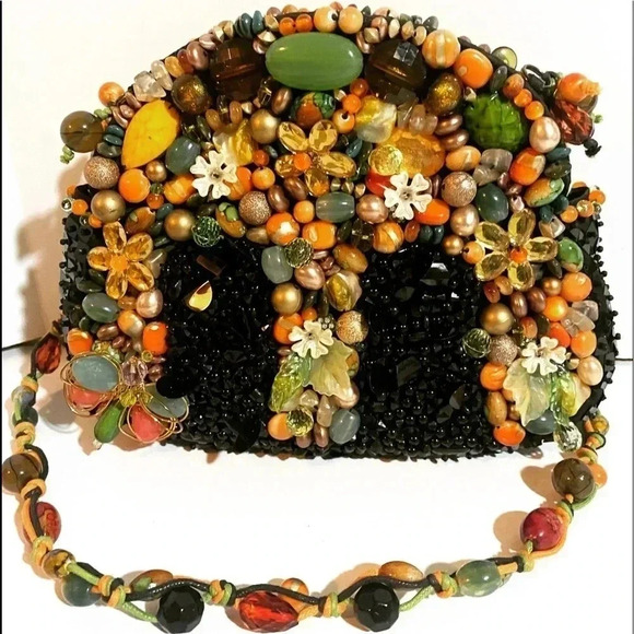 Mary Frances multicolor beaded scattered jewels sequin shoulder evening bag - Picture 1 of 12
